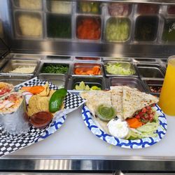 Olivas Mexican food - Super Burrito Shrimp and Quesadillas Shrimp , Fresh water Mango