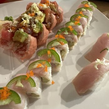 Bangkok House Too - Bangkok Roll 2 Pieces Hamachi (Yellowtail) Nigiri Sushi Moab Rim Roll - Thai Near Me - Moab, Utah Bangkok House Too - Bangkok Roll 2 Pieces Hamachi (Yellowtail) Nigiri Sushi Moab Rim Roll - Thai Near Me - Moab, Utah