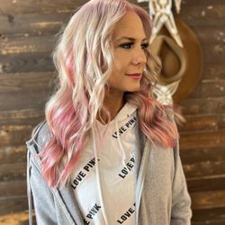 Abigail Reyes - Platinum blonde with ribbons of pink