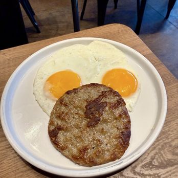 Lilikoi Kitchen - Protein (comes with LK Signature Pancake breakfast) - breakfast sausage patty and 2 eggs sunny - Coffee & Tea Near Me - Kailua, Hawaii