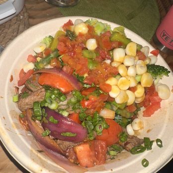 Merka Saltao - lomo saltado with house salad - Peruvian Near Me - Culver City, California