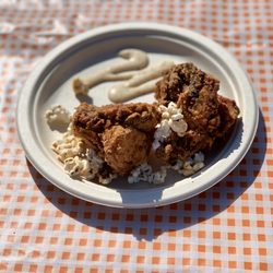 La Cocina San Francisco Street Food Festival - Buttermilk and Garlic Brined Southern Fried Chicken with Creole Popcorn and Alabama White Sauce (Chef Jack Felton of the Front Porch)