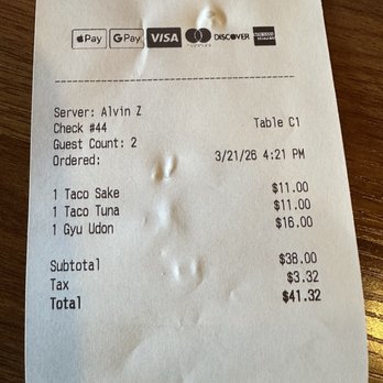 Engawa Fusion - Receipt-March 2026 - Sushi Bars Near Me - Sacramento, California