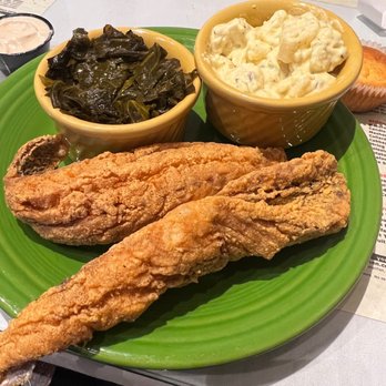 Mama J's Kitchen - Trout fish sticks,  potato salad and collards - Soul Food Near Me - Richmond, Virginia