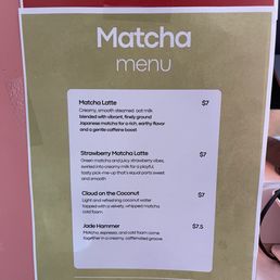 Matcha menu Matcha menu