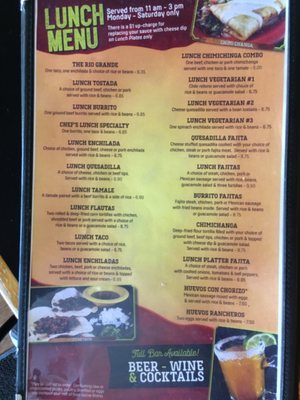 Menu photo 5 Rio Grande Mexican Restaurant Columbia, MO