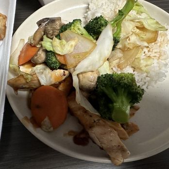 Sam Oh Jung - A mess that is supposed to be chicken teriyaki. We've all had it, and it does not look like this. - Sushi Bars Near Me - Bradenton, Florida