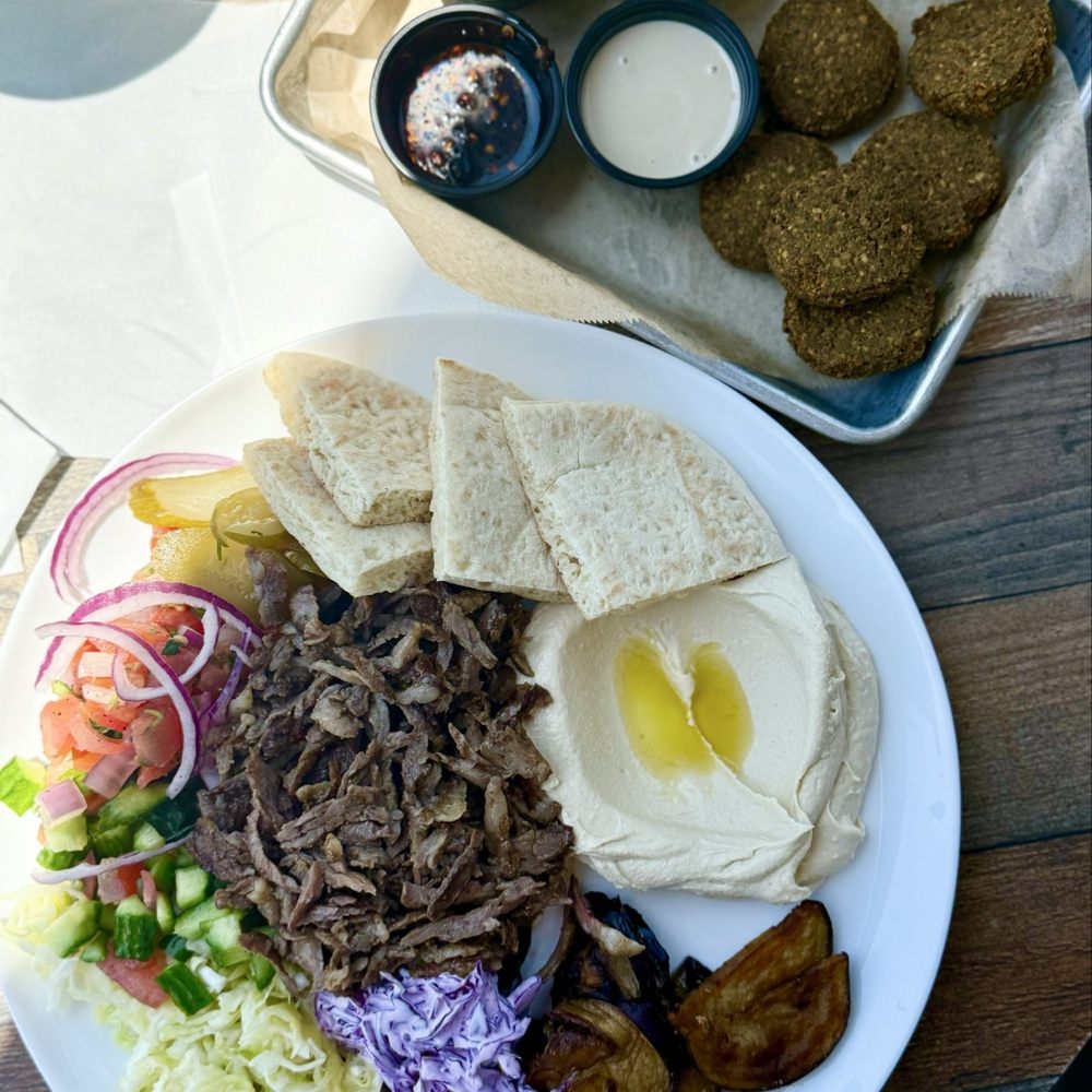 Hamitbach - Delicious beef Shawarma Plate & falafel, the sauces are fantastic too - Mediterranean Near Me - San Diego, California Hamitbach - Delicious beef Shawarma Plate & falafel, the sauces are fantastic too - Mediterranean Near Me - San Diego, California