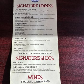 D-MAC's - Cocktail menu 8/21/24 - Bars Near Me - Hauser, Idaho D-MAC's - Cocktail menu 8/21/24 - Bars Near Me - Hauser, Idaho