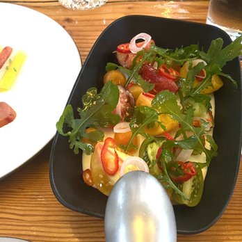 PRESS - Heirloom tomatoes with buratta. - Bars Near Me - St. Helena, California PRESS - Heirloom tomatoes with buratta. - Bars Near Me - St. Helena, California