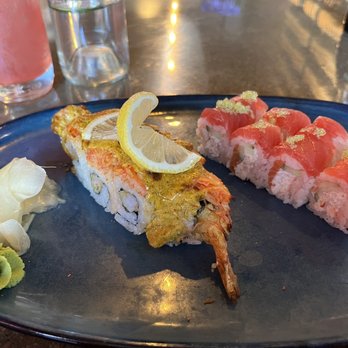 Blue Sushi Sake Grill - Left: Thriller - It does have a little kick, but super tasty. Right: Pretty in Pink - Very light, refreshing, and delicious - Sushi Bars Near Me - Omaha, Nebraska