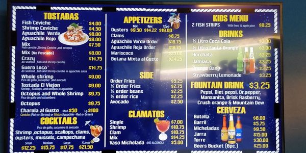 Menu photo 1 Mariscos la baja San Marcos, CA