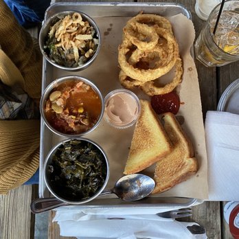 Mac's Speed Shop - Side dishes. Onion rings, collard greens, Brunswick stew, green bean casserole. - Barbeque Near Me - Greenville, South Carolina Mac's Speed Shop - Side dishes. Onion rings, collard greens, Brunswick stew, green bean casserole. - Barbeque Near Me - Greenville, South Carolina