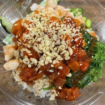 Poke Bros - The Duke Poke Bowl with shrimp, spicy tuna, and spicy salmon. - Poke Near Me - Westwood, Massachusetts Poke Bros - The Duke Poke Bowl with shrimp, spicy tuna, and spicy salmon. - Poke Near Me - Westwood, Massachusetts