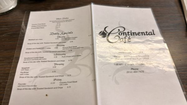 Menu photo 1 Continental Cafe Fayetteville, NC