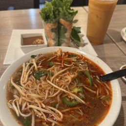 My order is a B10. Thai Iced Tea, 15. Rare Slices of Steak Rice Noodle Soup A4. Fresh Spring Rolls with Pork and Shrimp (Shrimp only)