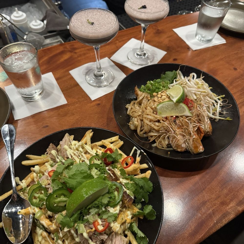 Pork belly fries and Pad Thai Pork belly fries and Pad Thai