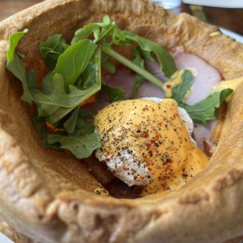 Manuela - Popover Benedict, Sweetheart Ham, Poached Egg, Hollandaise, Greens - New American Near Me - Los Angeles, California