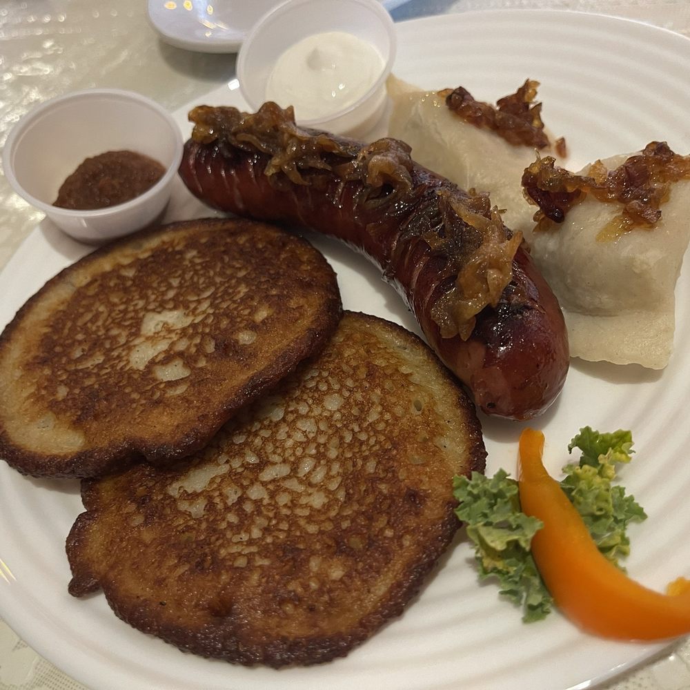 Anna's Polish Restaurant - Appetizer for Two - potato pancakes, kielbasa and pierogis - Polish Near Me - Winter Park, Florida