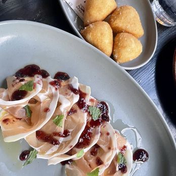 Maxwells Trading - Prosciutto & Gnocco Fritto - caprino cheese, black currant-pepper jam - New American Near Me - Chicago, Illinois