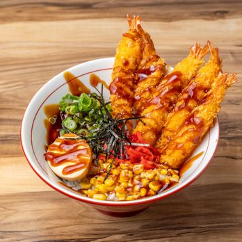 Ocean poke - Crunchy and delicious shrimp tempura served over rice and topped with veggies and egg. - Poke Near Me - Oceanside, New York Ocean poke - Crunchy and delicious shrimp tempura served over rice and topped with veggies and egg. - Poke Near Me - Oceanside, New York