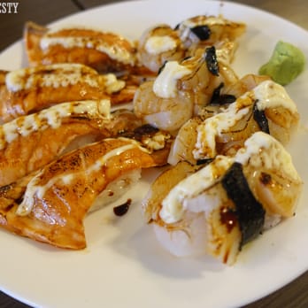 Sushi Tengoku - Aburi-salmon and Aburi-scallop. - Sushi Bars Near Me - Kensington, NSW