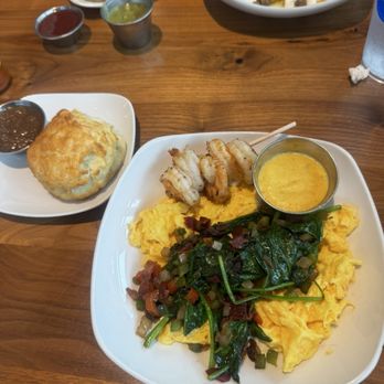 The Buttered Biscuit - Biscuit and Cajun shrimp scramble - Breakfast & Brunch Near Me - Little Rock, Arkansas The Buttered Biscuit - Biscuit and Cajun shrimp scramble - Breakfast & Brunch Near Me - Little Rock, Arkansas
