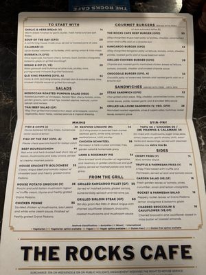 Menu photo 1 The Rocks Cafe The Rocks, NSW Menu photo 1 The Rocks Cafe The Rocks, NSW
