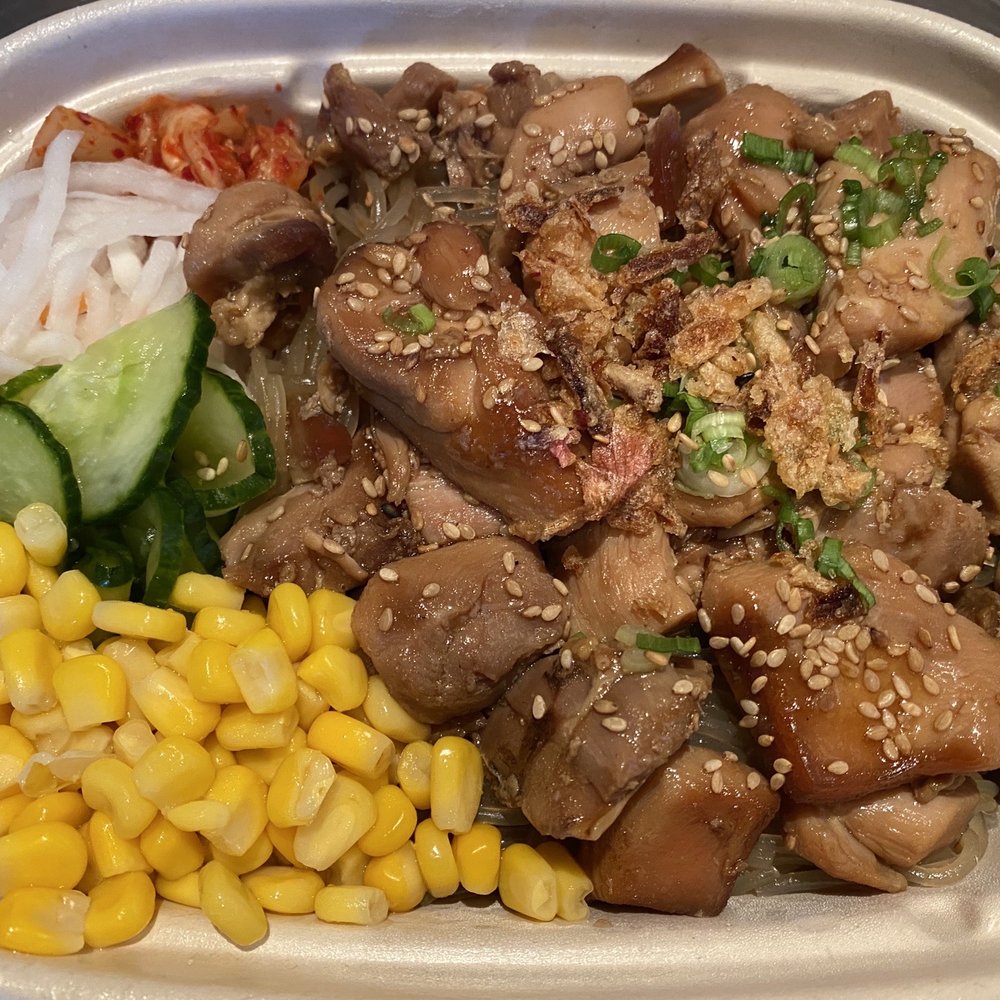 Matko - Savory Chicken over Japchae Noodles - Korean Near Me - San Francisco, California Matko - Savory Chicken over Japchae Noodles - Korean Near Me - San Francisco, California