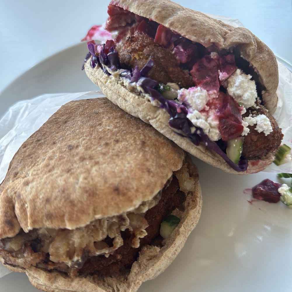 Chicken Schnitzel Sandwich and Sweet Potato Falafel Sandwich