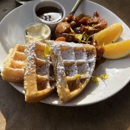 Orange chicken and waffles Orange chicken and waffles