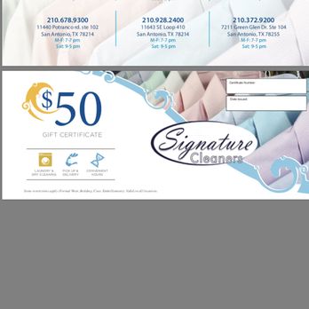Signature Cleaners - Tired of giving the same old gift. Try our gift cards give your loved one a break from house hold laundry. - Sewing & Alterations Near Me - San Antonio, Texas Signature Cleaners - Tired of giving the same old gift. Try our gift cards give your loved one a break from house hold laundry. - Sewing & Alterations Near Me - San Antonio, Texas