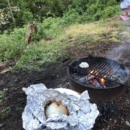 Grilled up steaks and peppers and onions for a nice dinner with some hot tea