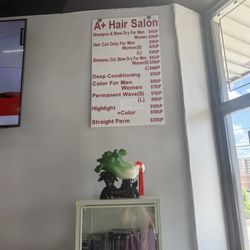 A Plus Hair Salon - Prices as of 2025