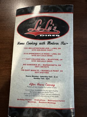 Menu photo 5 LuLu's Diner Wapakoneta, OH