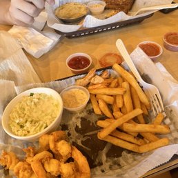 Dinner special - shrimp, fries and Cole slaw