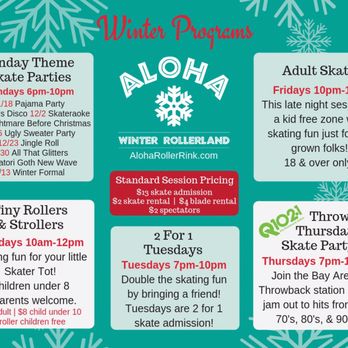 Aloha Fun Center - Winter programs operating Nov 17, 2018 through Jan 13, 2018. - Skating Rinks Near Me - San Jose, California Aloha Fun Center - Winter programs operating Nov 17, 2018 through Jan 13, 2018. - Skating Rinks Near Me - San Jose, California