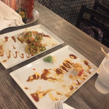 Hyshinu - Aftermath of Roberto Roll on left and Rancho San Diego Roll on right - Ramen Near Me - El Cajon, California Hyshinu - Aftermath of Roberto Roll on left and Rancho San Diego Roll on right - Ramen Near Me - El Cajon, California
