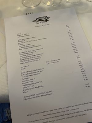 Menu photo 1 St John Bar and Restaurant London, XGL Menu photo 1 St John Bar and Restaurant London, XGL