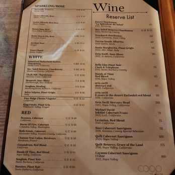 Coop 303 - Wine list - New American Near Me - Atlantic Beach, Florida