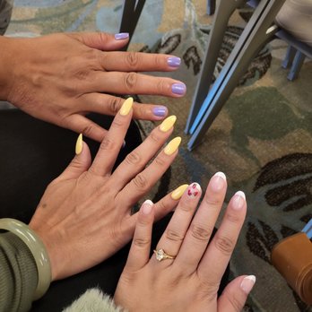 Four Seasons Nails Salon - Purple Gel mani, yellow acrylics, french gel mani - Nail Salons Near Me - Millbrae, California