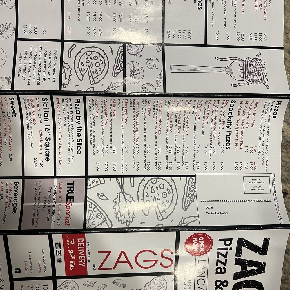 Zags Pizza and Grille - Menu - Pizza Near Me - Lancaster, Pennsylvania Zags Pizza and Grille - Menu - Pizza Near Me - Lancaster, Pennsylvania
