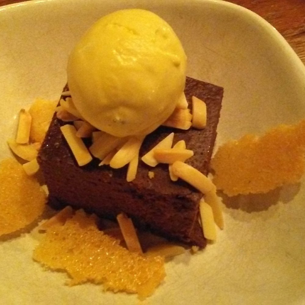 Forage - Chocolate nemesis with golden beet ice cream, almonds and wafer - Wine Bars Near Me - Cambridge, Massachusetts Forage - Chocolate nemesis with golden beet ice cream, almonds and wafer - Wine Bars Near Me - Cambridge, Massachusetts