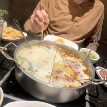 Happy Lamb Hot Pot - Half and half broth - Chinese Near Me - Plano, Texas