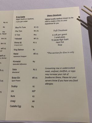 Menu photo 2 Otaru Sushi Bar New Haven, CT