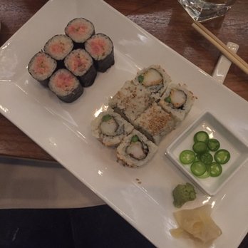 Matsuhisa - Spicy tuna on left and shrimp tempura on the right. And a side of jalapeños! - Japanese Near Me - Vail, Colorado