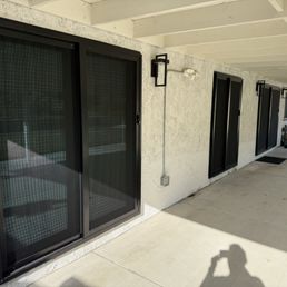 Three sliding doors with security screens Three sliding doors with security screens