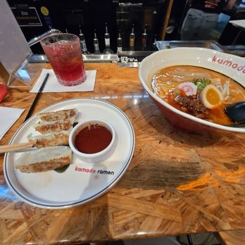 Kamado Ramen - Gyoza and spicy Tonkotsu ramen. Was absolutely amazing! Come here everytime I'm in town!! - Ramen Near Me - Huntsville, Alabama