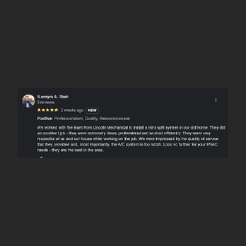 Lincoln Mechanical - Another satisfied customer! Call today to schedule your 5 star experience (973) 988-2019 - Heating & Air Conditioning/HVAC Near Me - Montclair, New Jersey