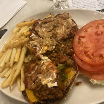 The Flame Diner - Chili burger... the Chili was delicious.  PS: my bf smeared ketchup all over it before I could take a pic. - Diners Near Me - New York, New York